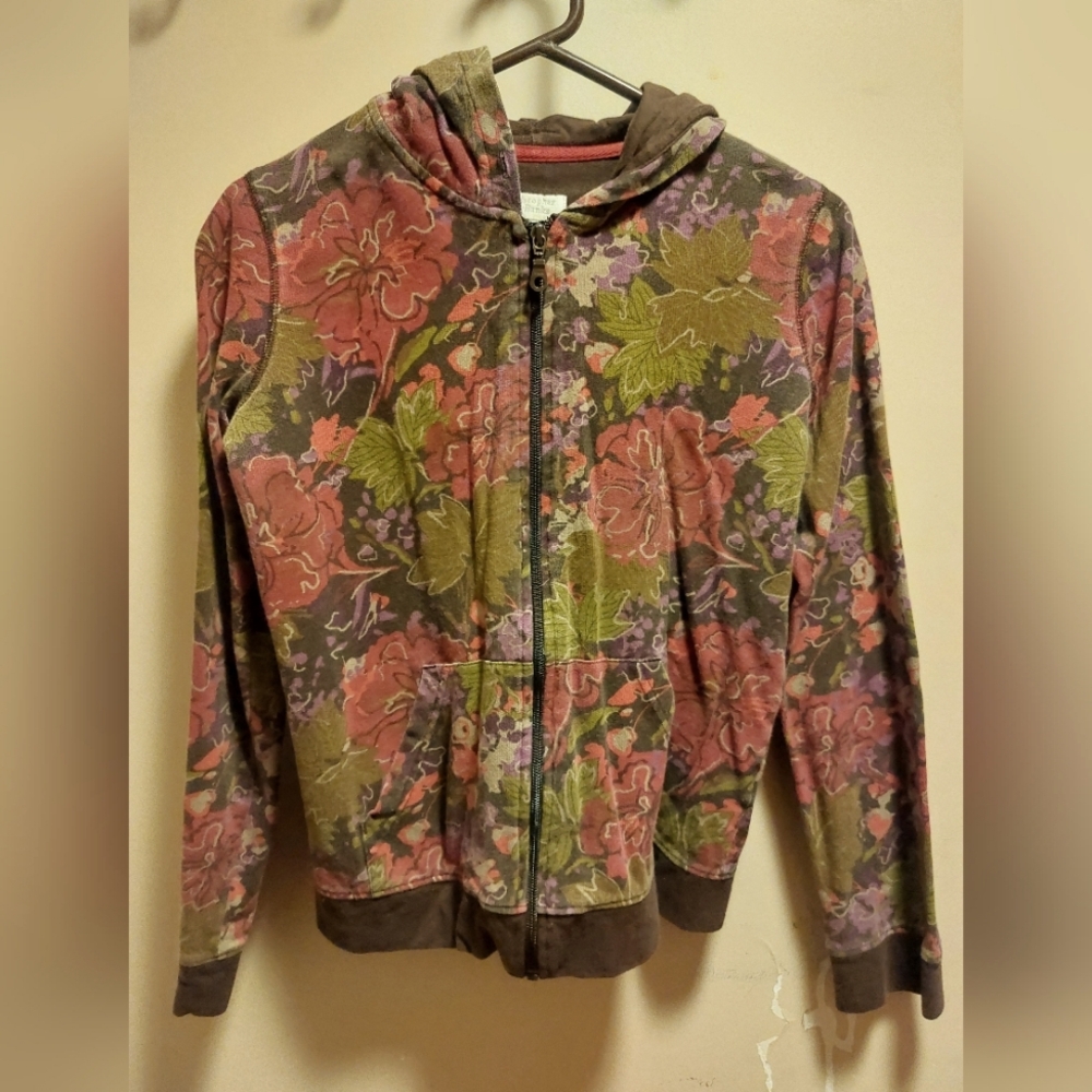 Christopher Banks Womens Floral Zip-up